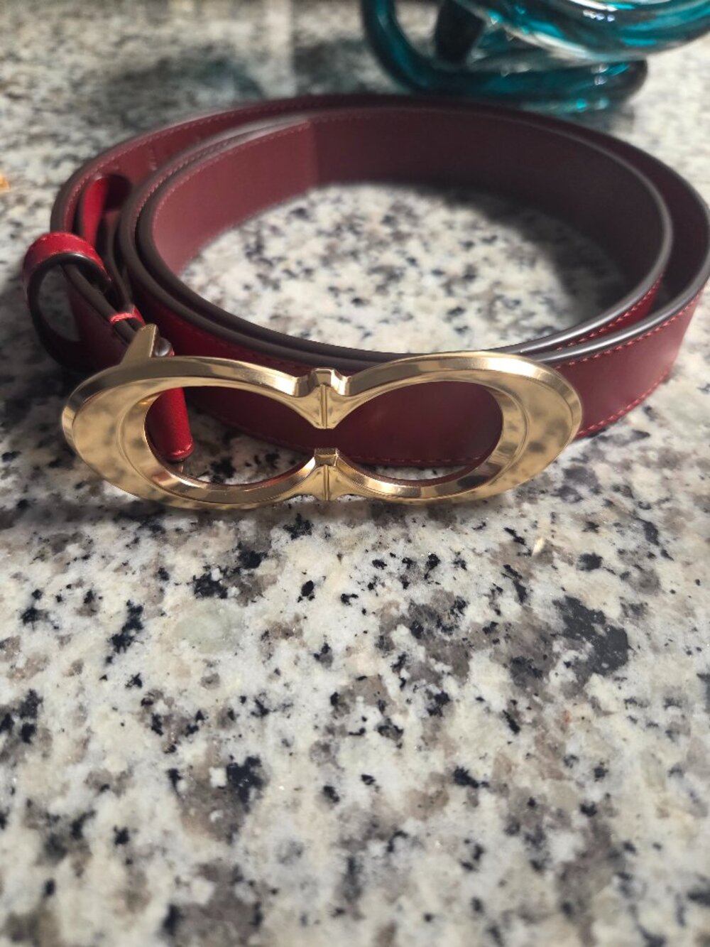 Coach Leather Belt – Gold Infinity Buckle